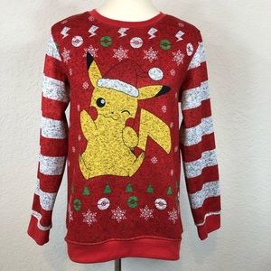 Pokémon Pikachu Red Christmas Sweater Sz XL